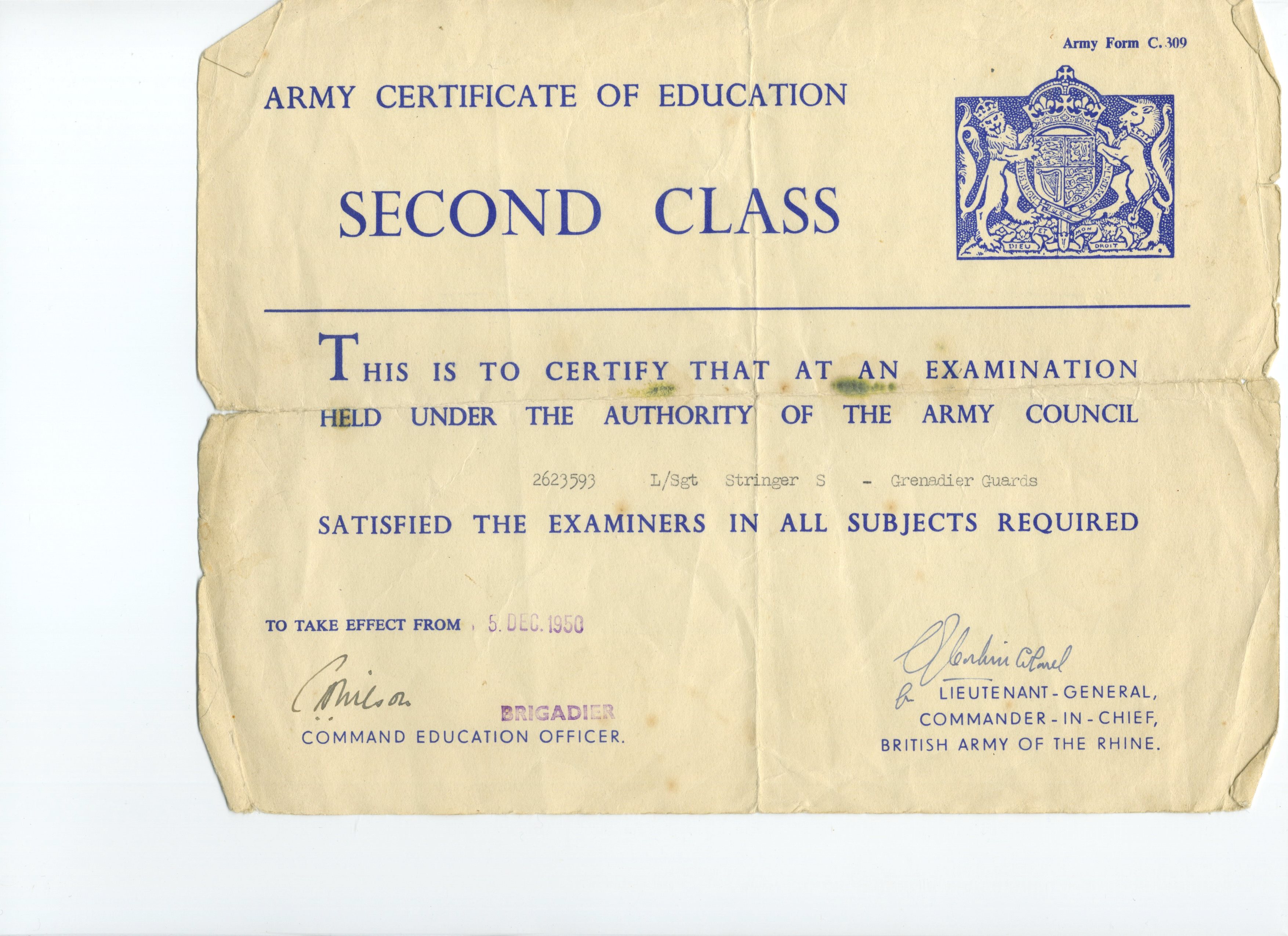 Military service/Stephen StringerArmy education.jpg