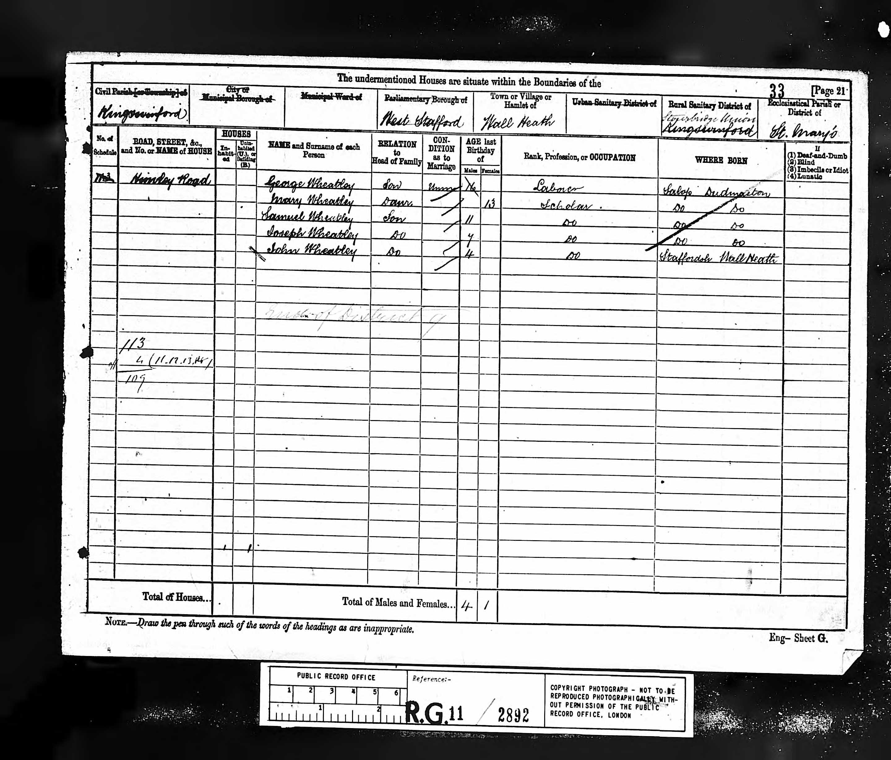 William Wheatley 1881 census P2